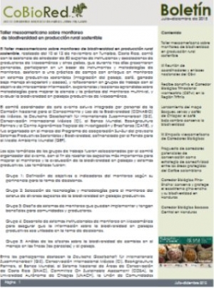 Boletín CoBioRed julio–diciembre de 2015