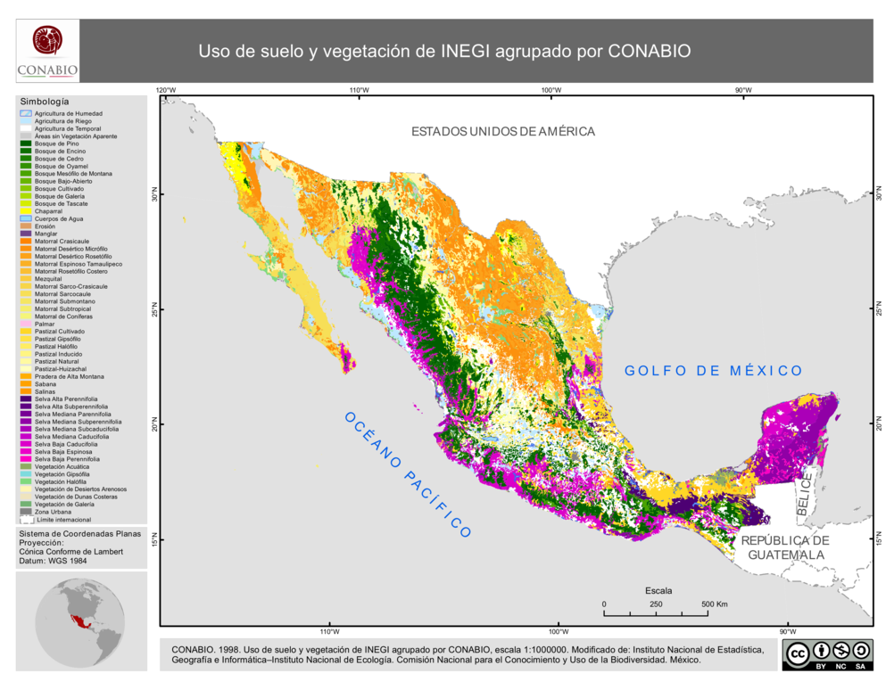 Uso de suelo y vegetación de INEGI