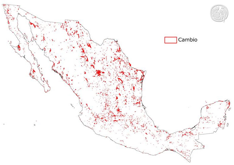 Cambio potencial entre 2005 y 2010 en México